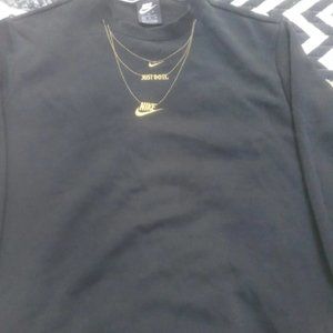 Woman's Nike sweater gold name necklace print